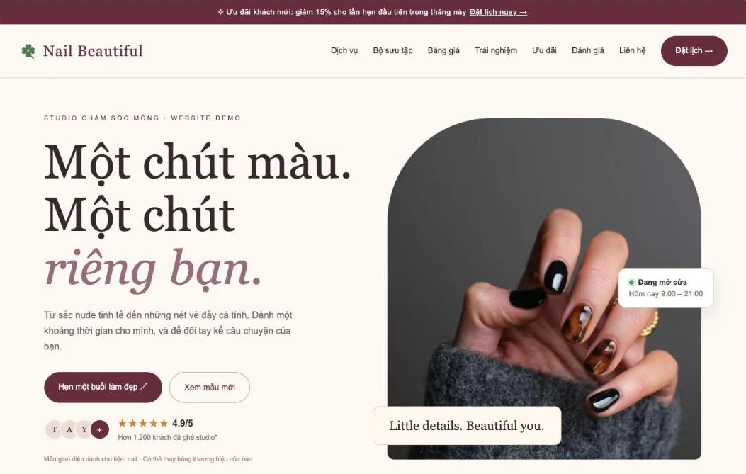 Trang chủ website Nail Beautiful