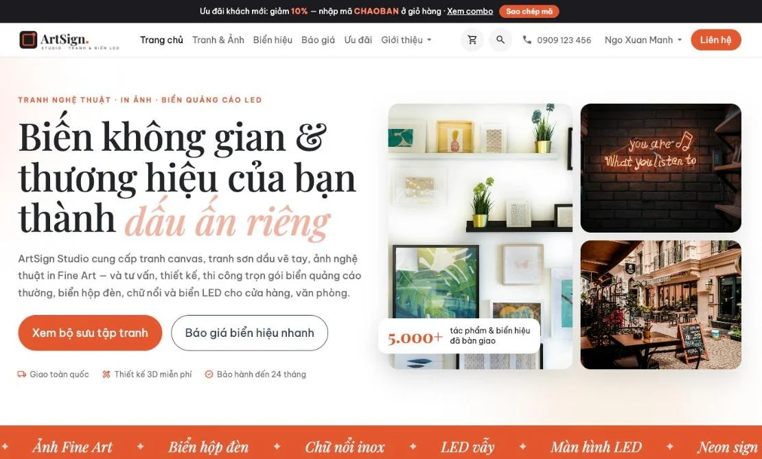 Mẫu website Bán lẻ – ArtSign Studio