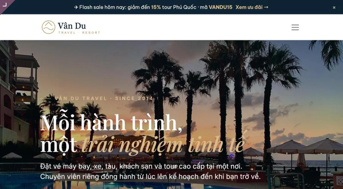 Mẫu làm website du lịch Vân Du Travel (TRAVEL-01)